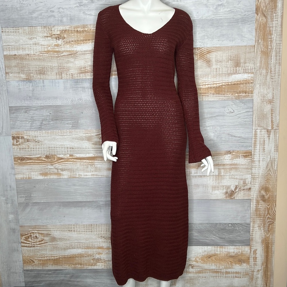 Free People Beach Colbie Fauxchet Sweater Maxi Dress burgundy XS, S and medium
